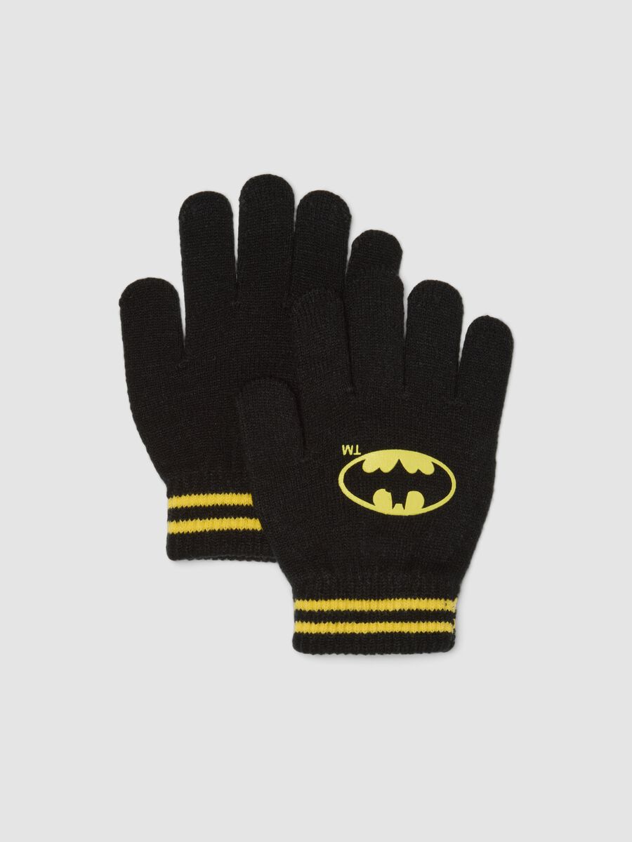 Guanti neri con stampa Batman per bambino e ragazzo_0