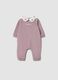Purple organic cotton baby sleepsuit with crochet collar_0