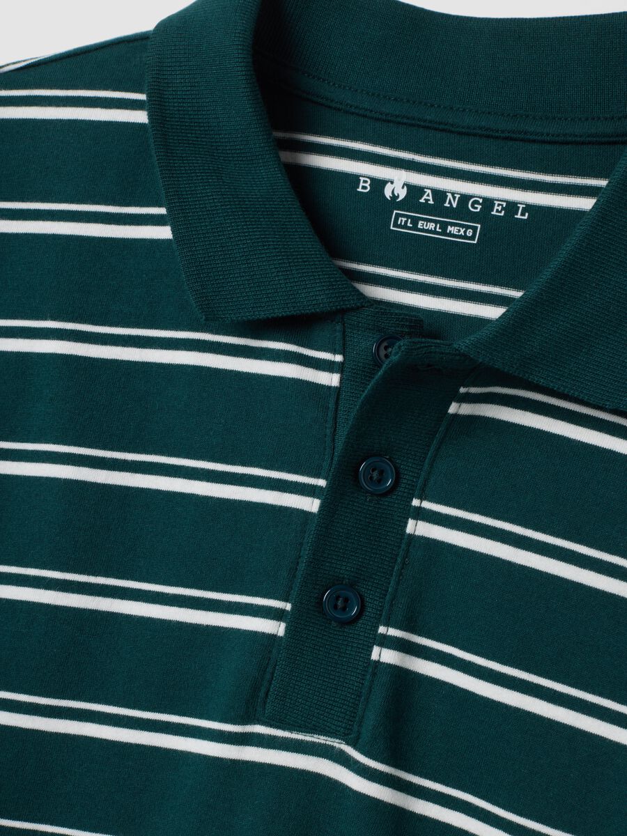 Polo verde in puro cotone a righe regular fit_5