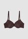Brown padded stretch-fabric bra_0
