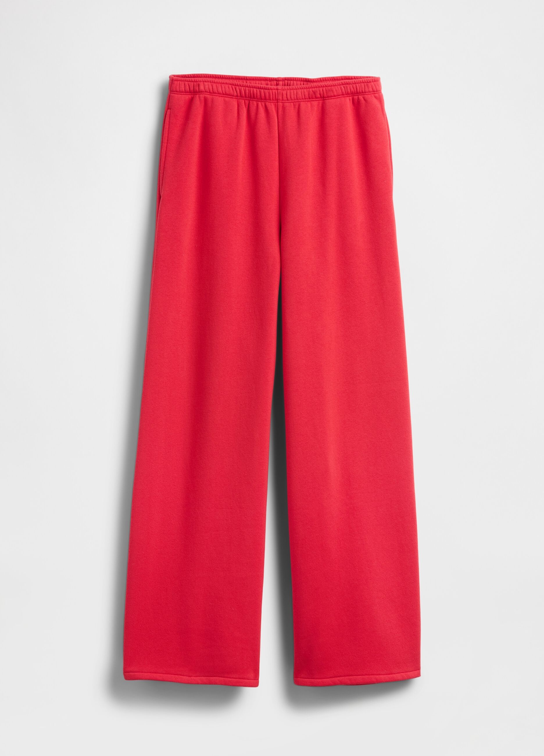 Red Cotton Blend Trousers