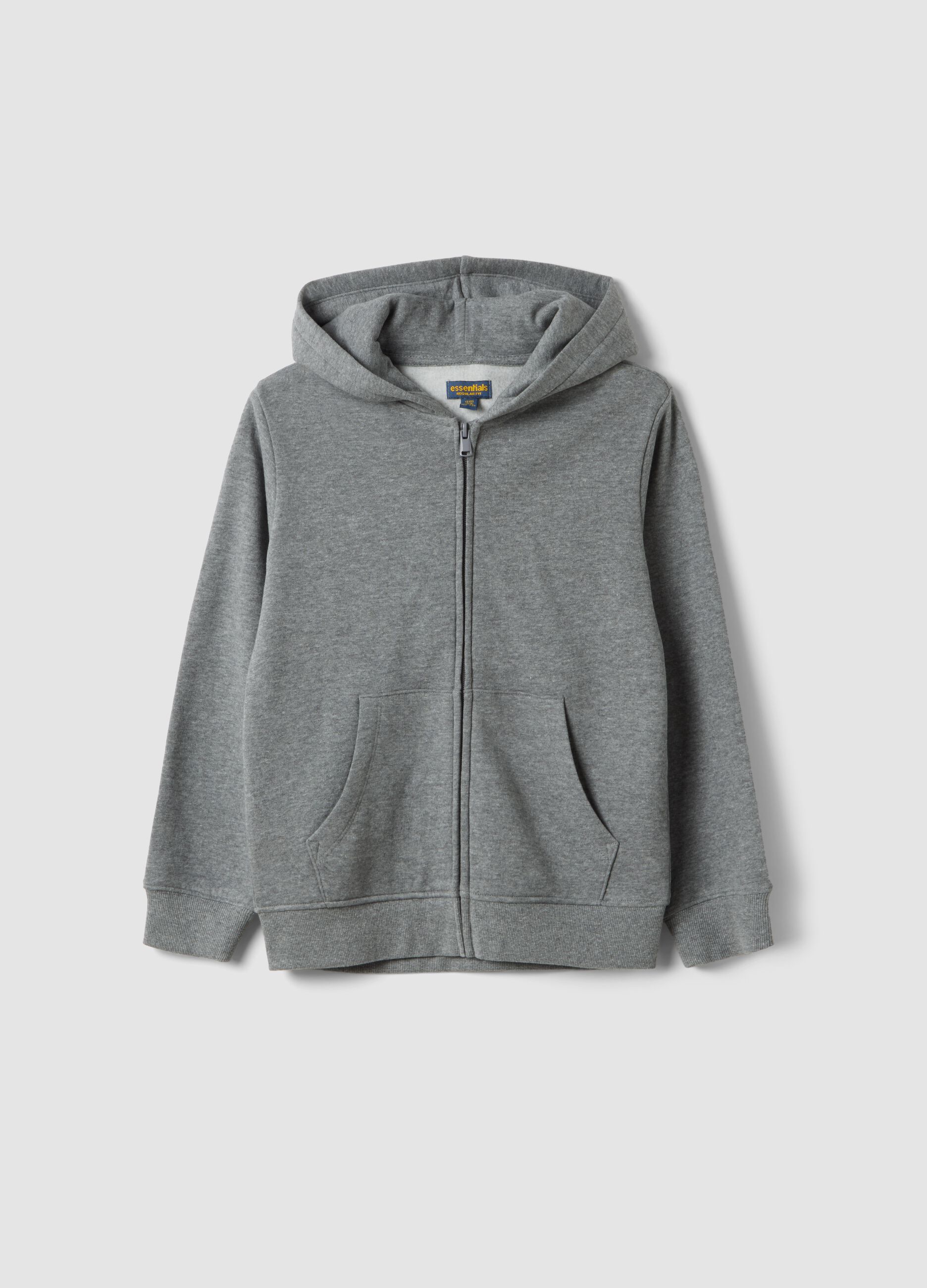 Grey marl sweatshirt in pure organic cotton with crew neck