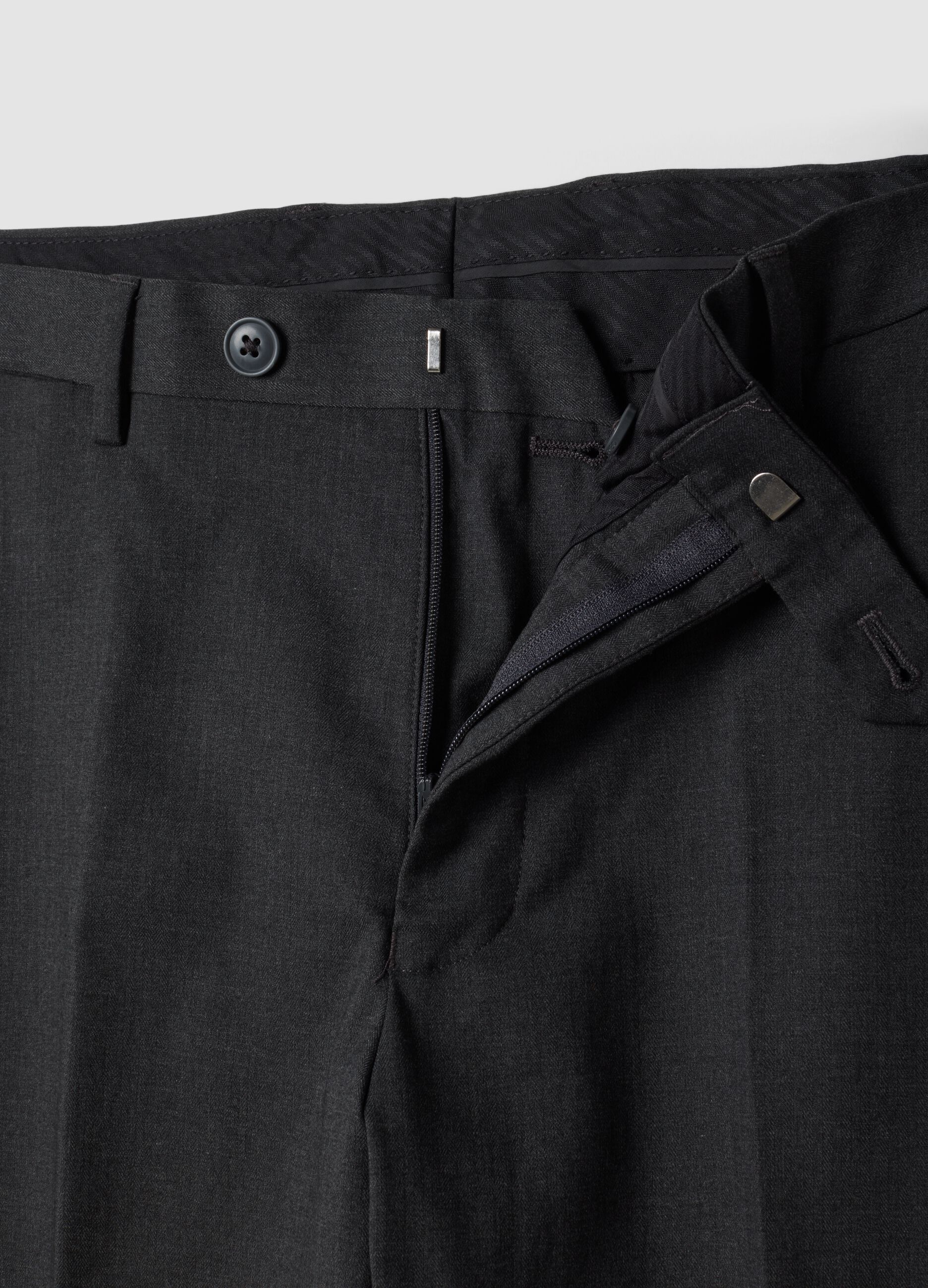 Blue slim-fit stretch viscose trousers