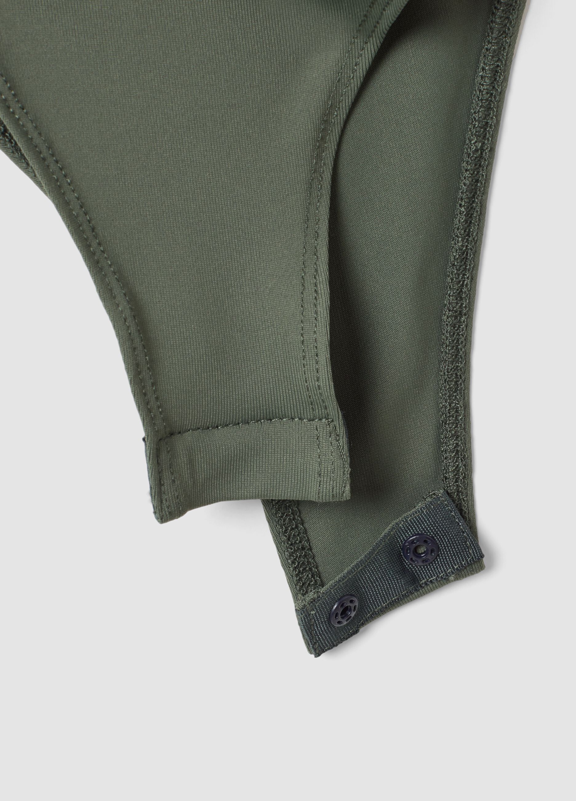 Green stretch jersey bodysuit with ruching, regular fit