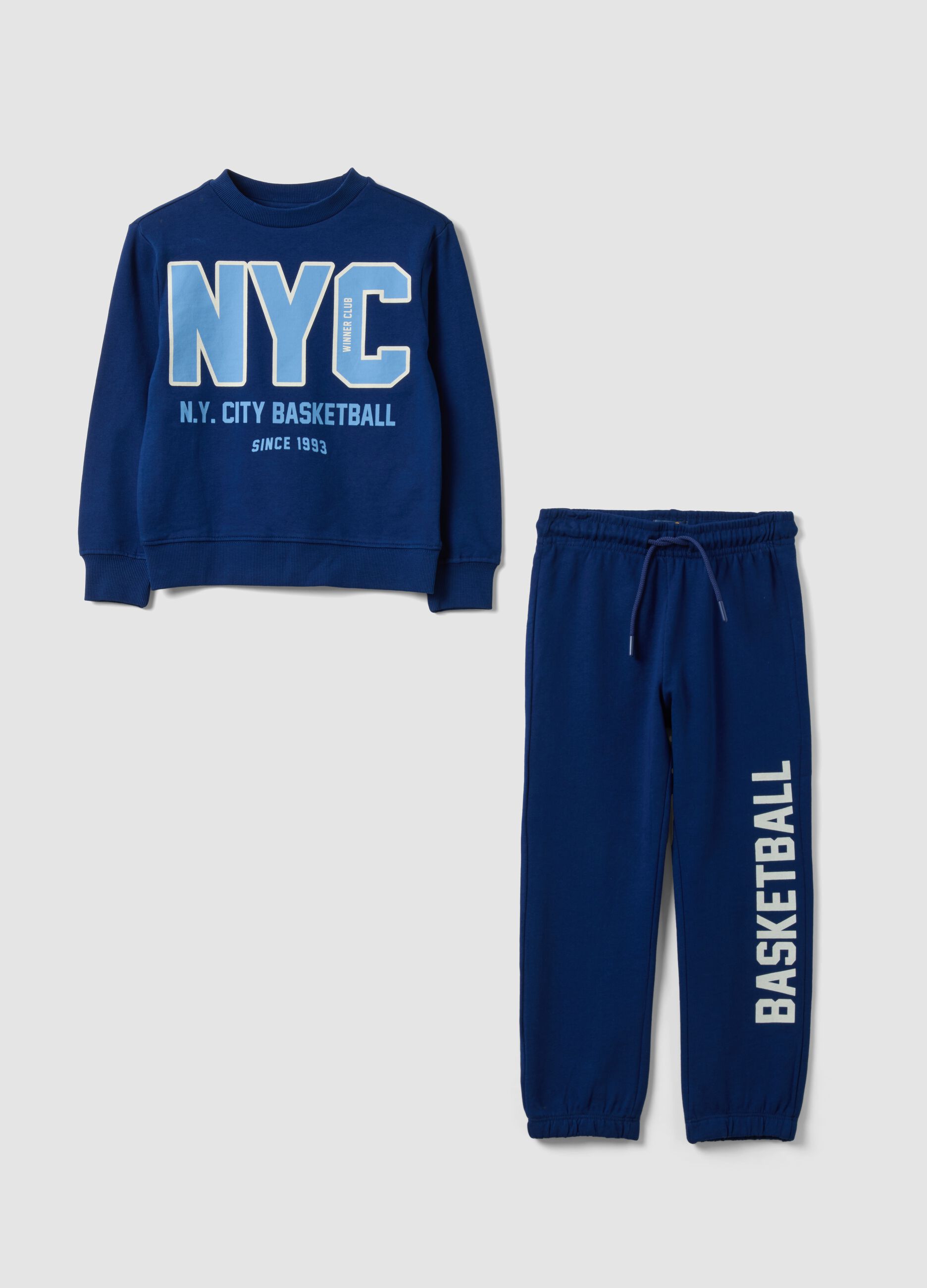 Tuta blu in puro cotone con girocollo