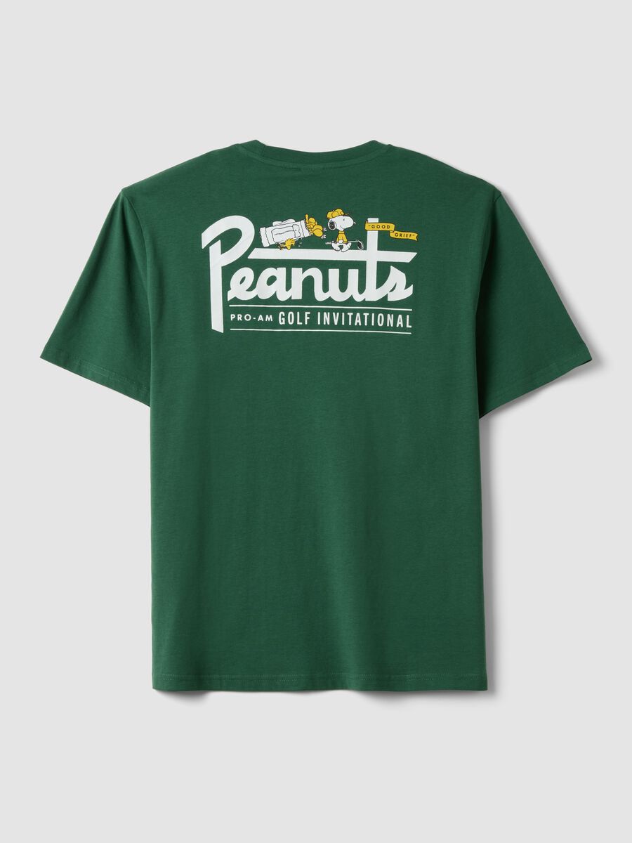 Green pure cotton Peanuts print T-shirt, relaxed fit_5
