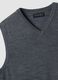 Grey m&eacute;lange pure merino wool deep V-neck waistcoat, regular fit_1