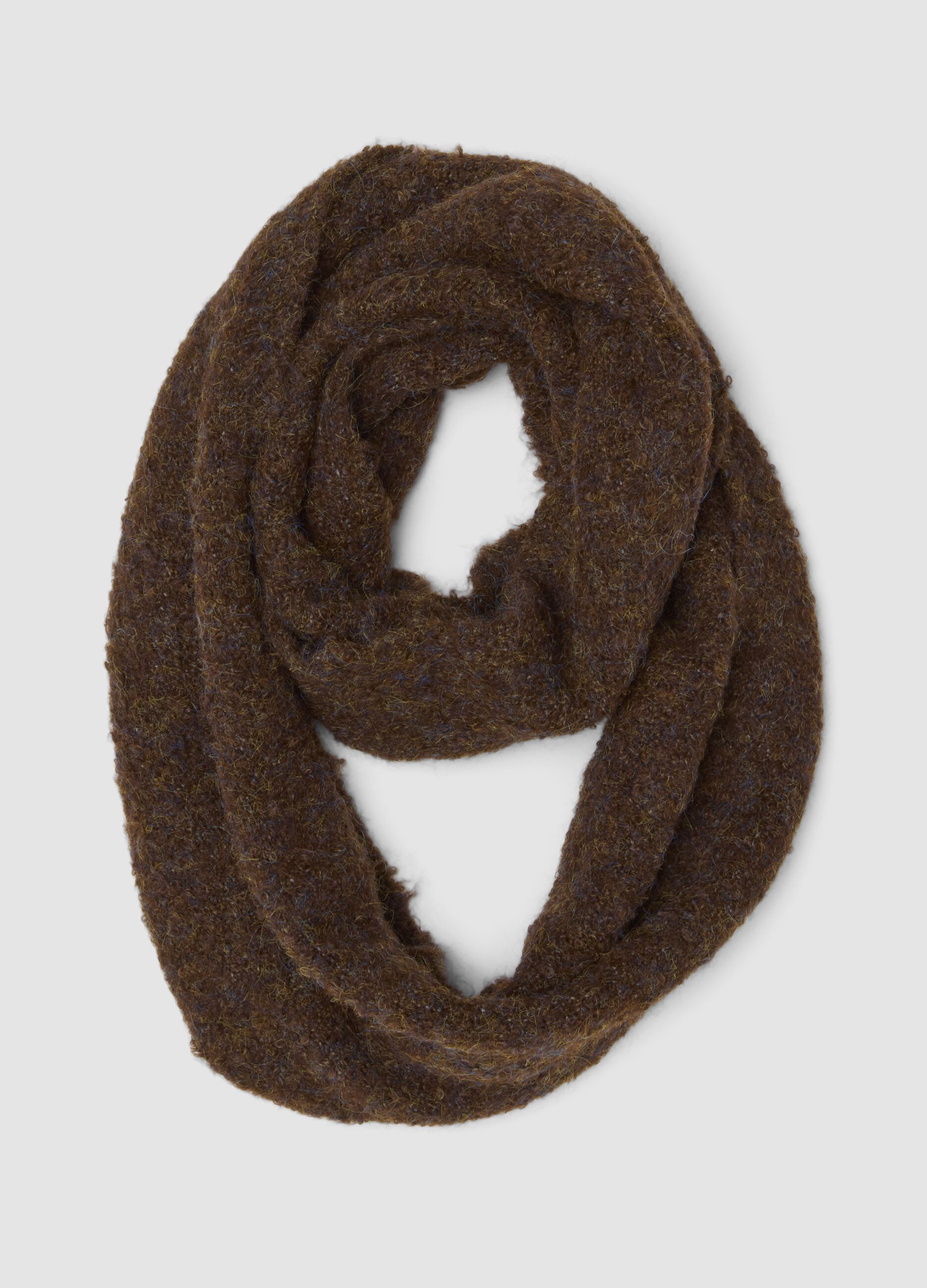 Blue and brown stretch wool scarf