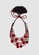 Collana nera e rossa a fili multipli con pon pon_0