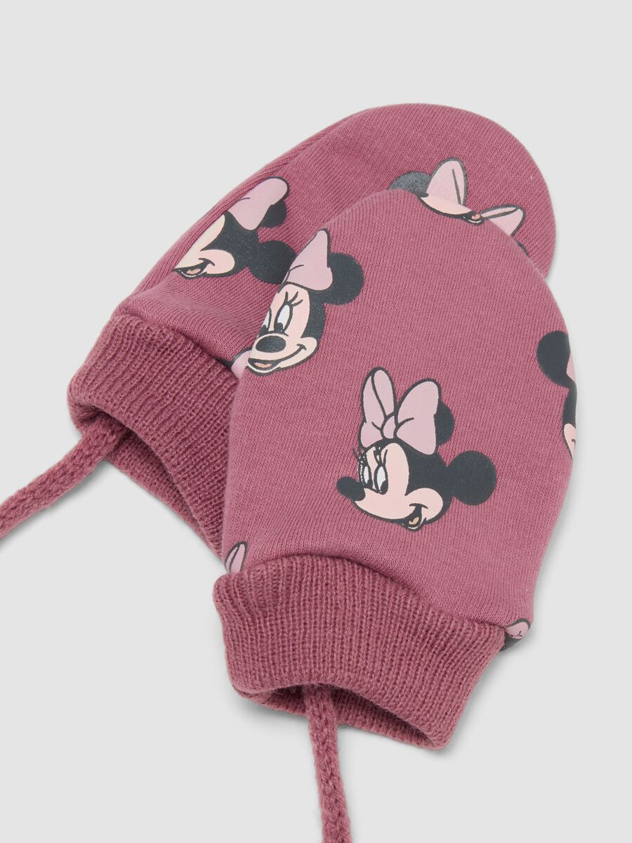 Pink stretch fabric Minnie print gloves_1