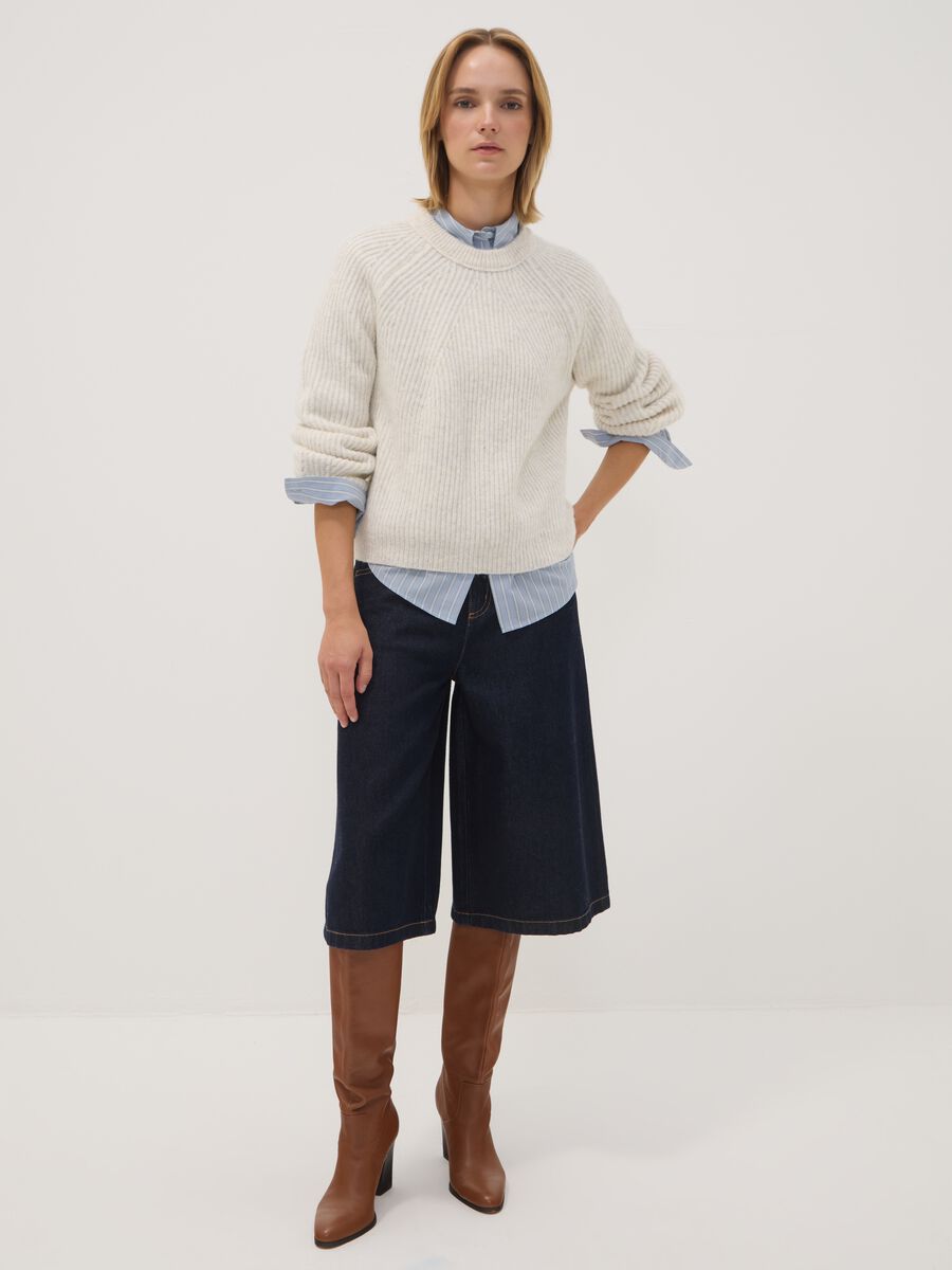 Beige ribbed wool-blend crew-neck jumper_2