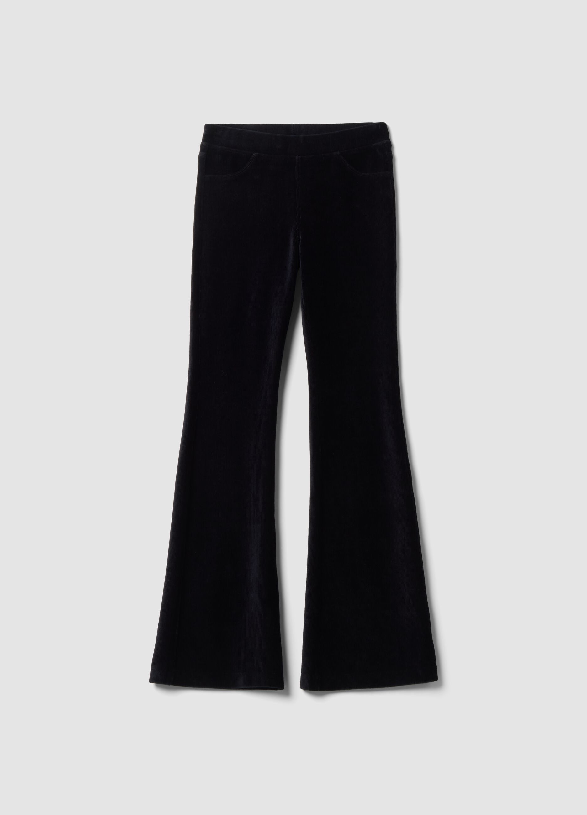 Treggings neri in cotone elasticizzato a costine