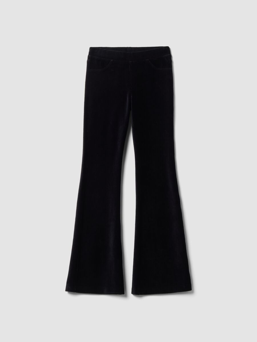 Black ribbed stretch cotton treggings_0