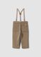 Beige stretch cotton trousers with braces, regular fit_1
