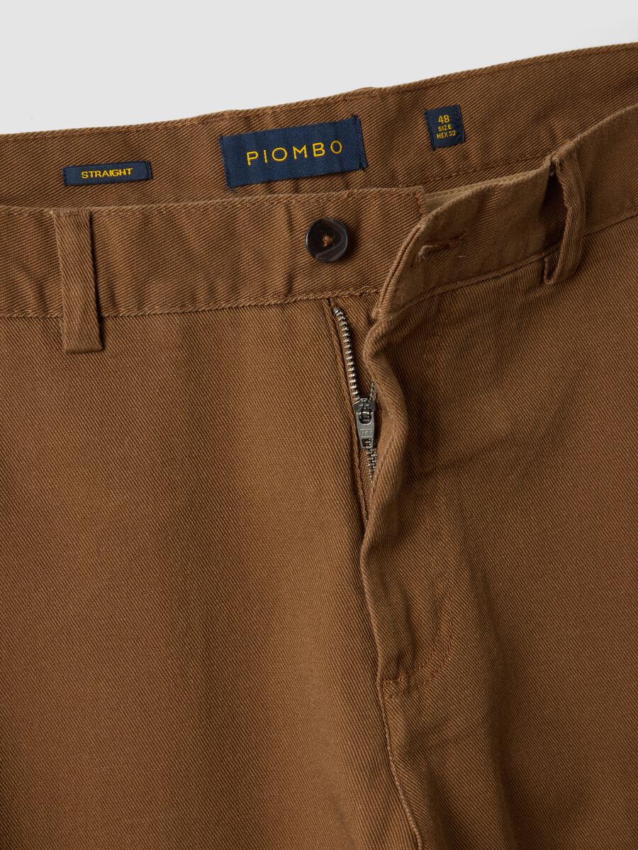 Brown stretch cotton straight-fit chino trousers_6
