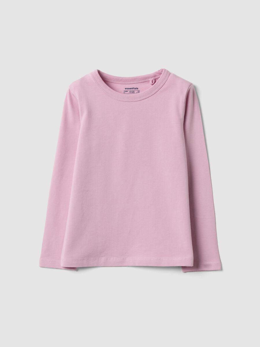 Pink long-sleeve stretch-cotton T-shirt_0