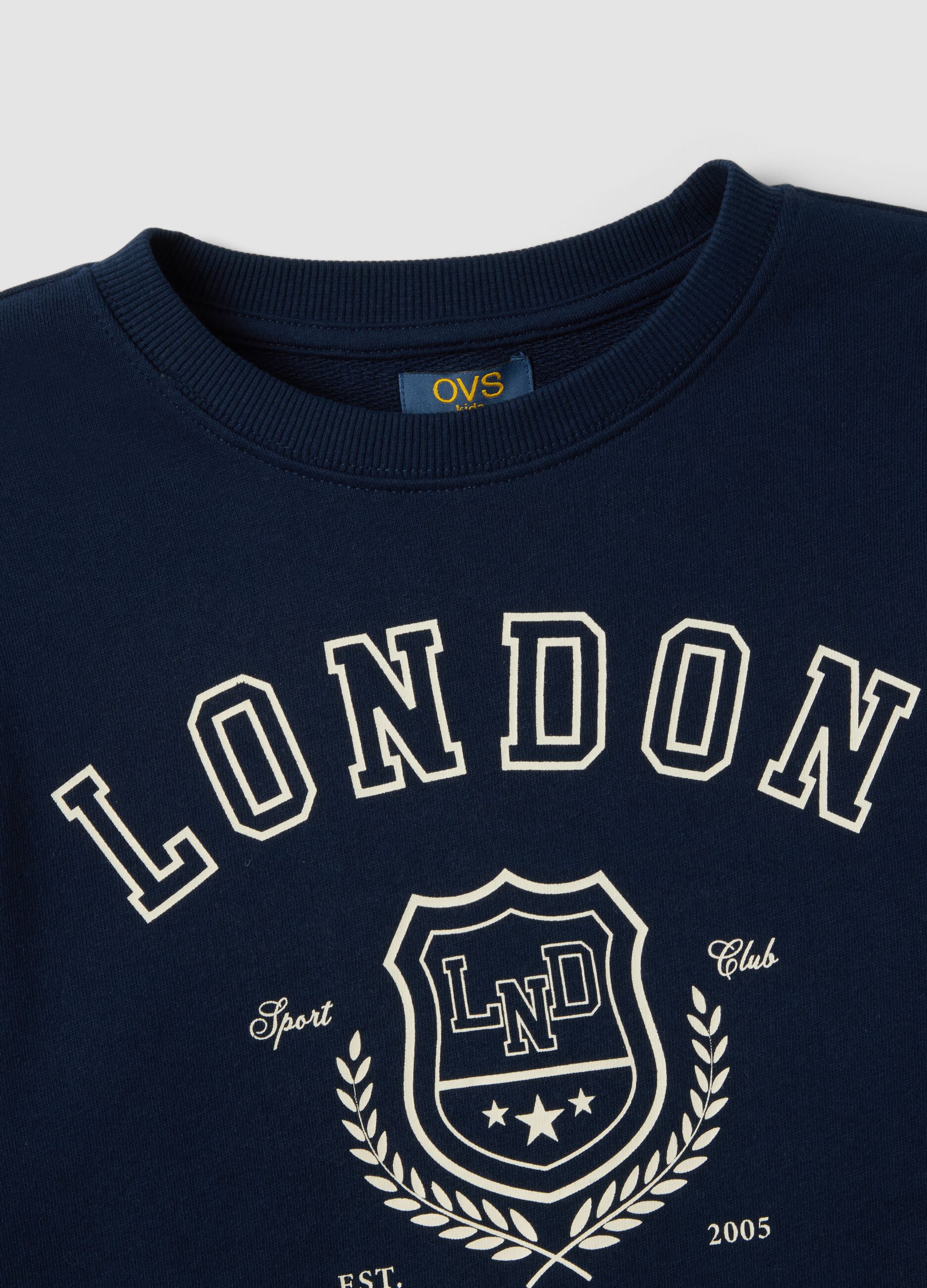 Blue pure cotton crew-neck sweatshirt with print