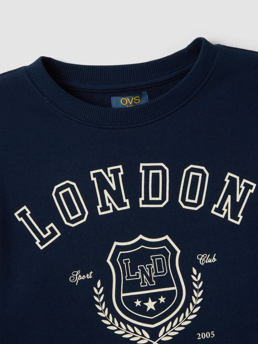 Blue pure cotton crew-neck sweatshirt with print_1
