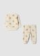 Ivory white crew-neck pyjama set with teddy bear print_1
