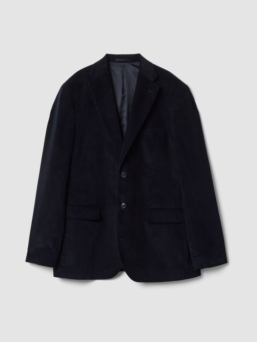 Navy blue pure cotton regular-fit blazer_0