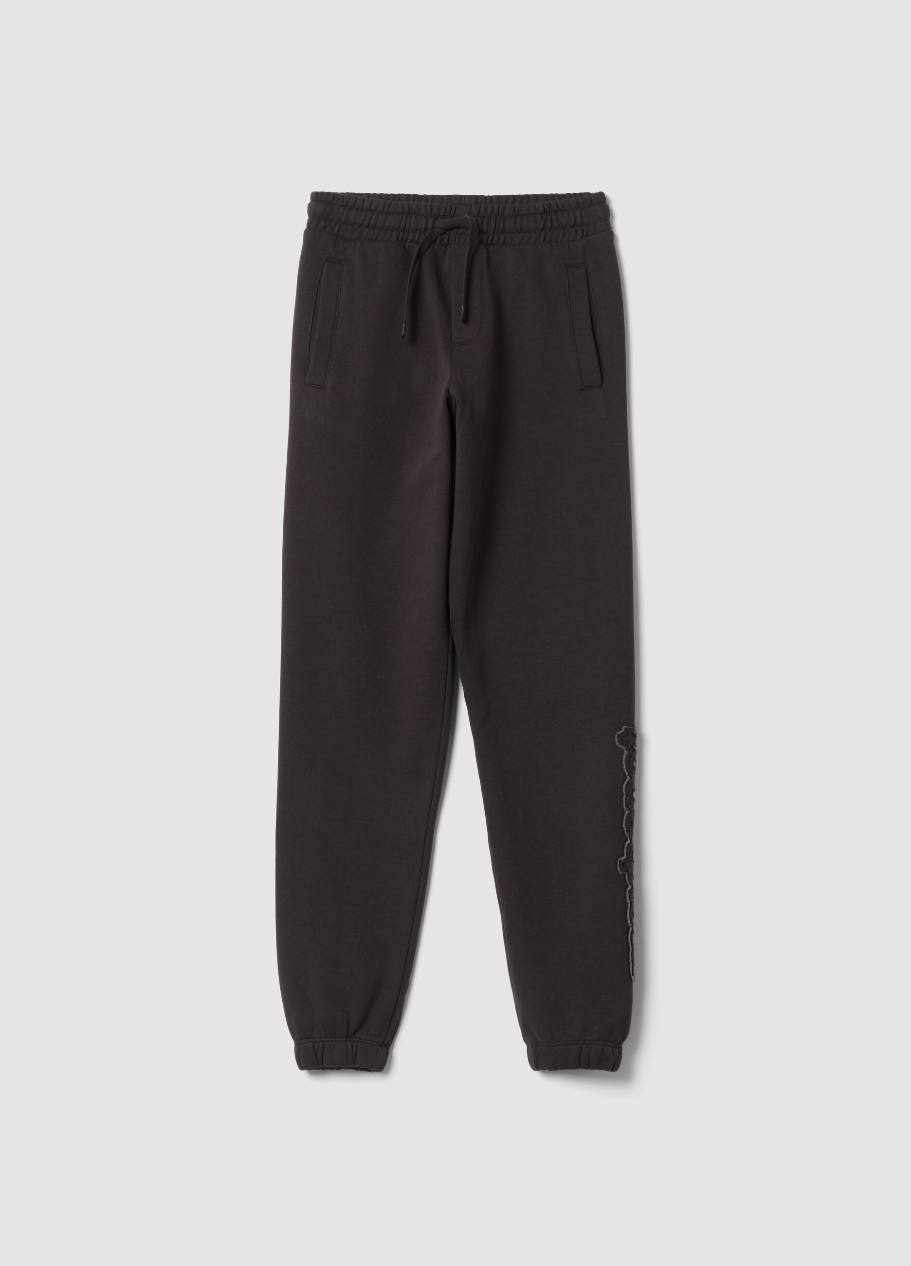 Pantaloni jogger grigi in puro cotone fleece comfort fit