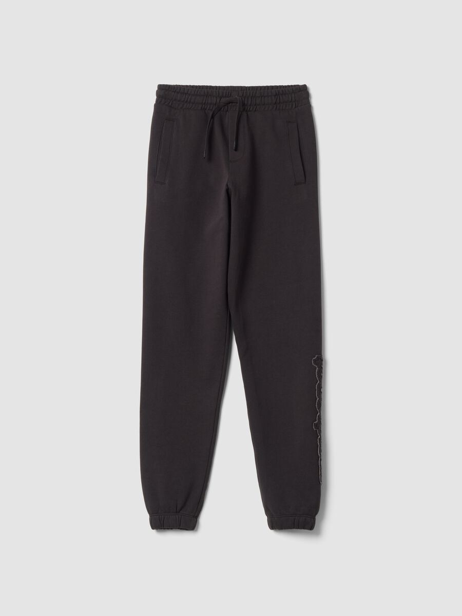 Grey fleece joggers in pure cotton, comfort fit_0