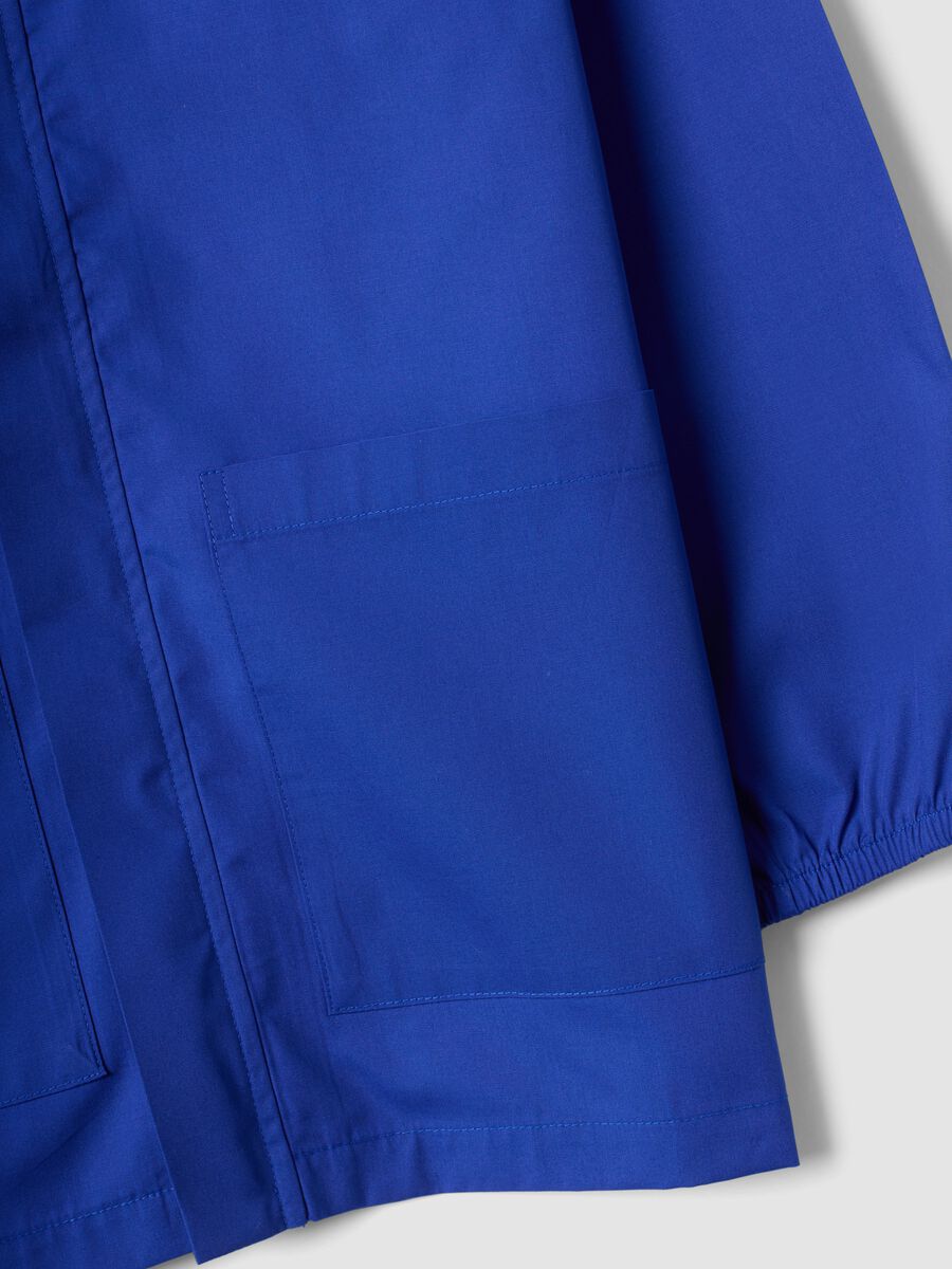 Blue boys&rsquo; school apron with zip and Mario Kart embroidery_3