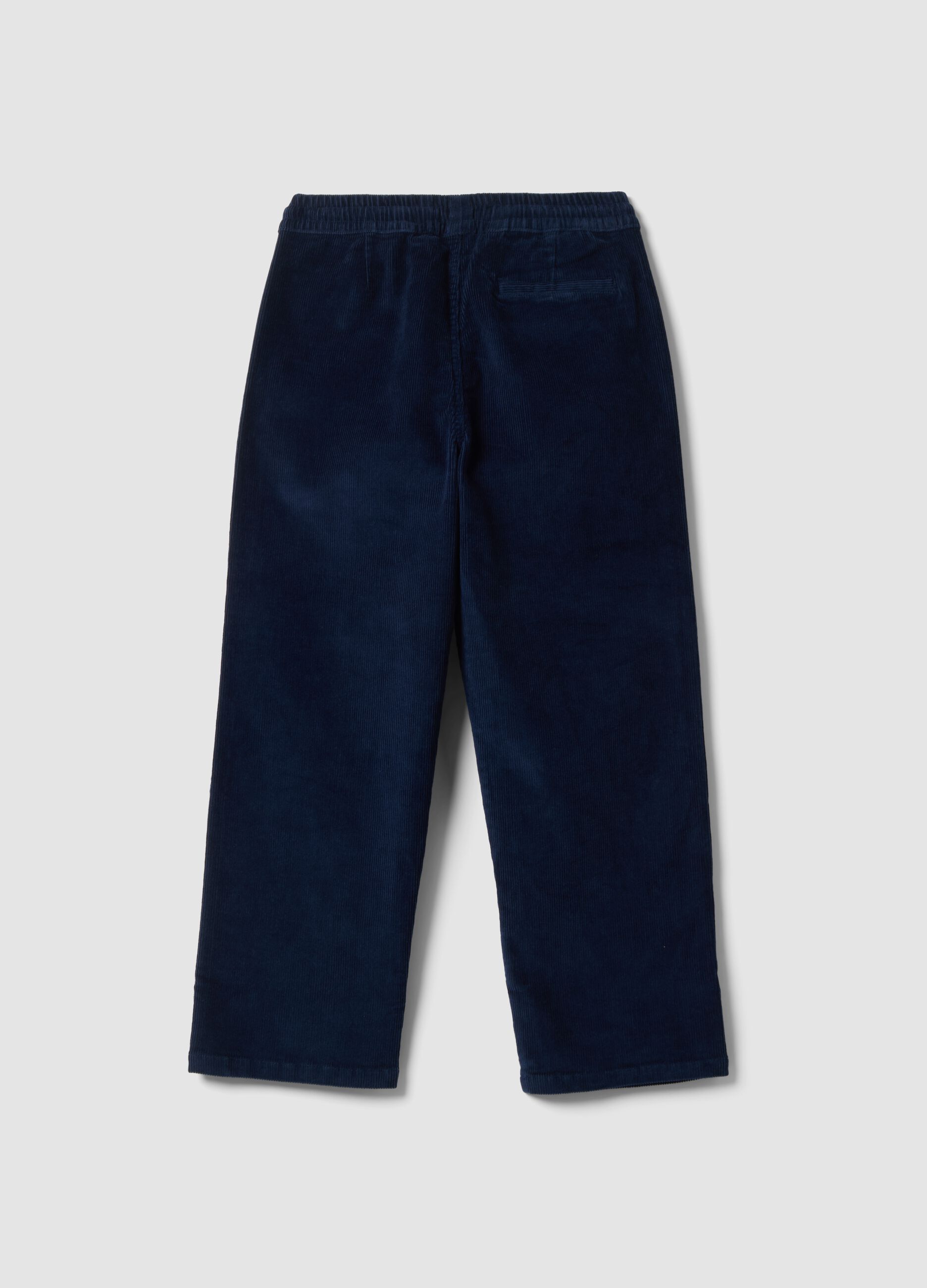 Blue ribbed relaxed-fit joggers in stretch cotton