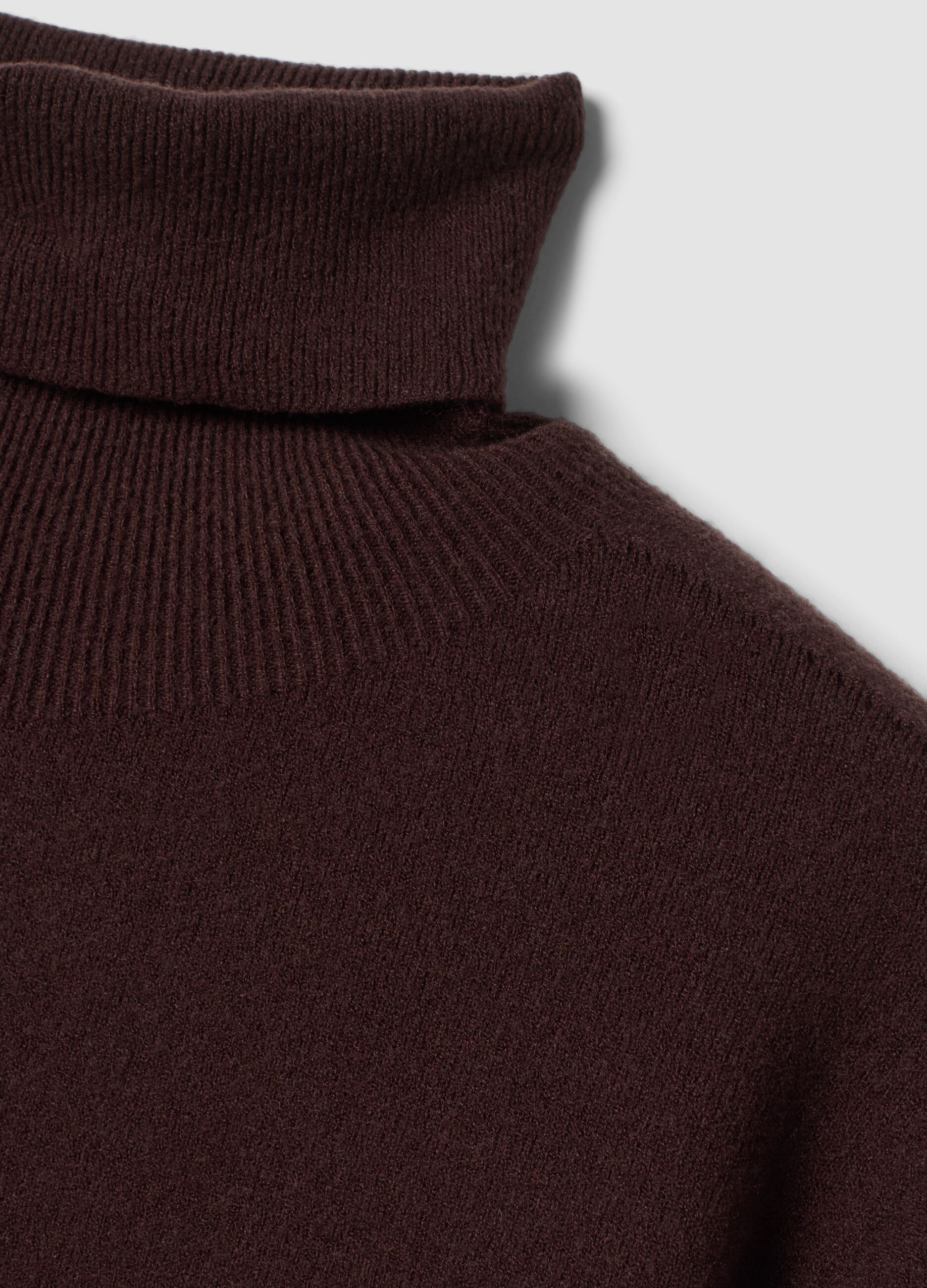 Brown high-neck jumper in viscose and wool blend, regular fit