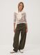 Beige cotton-blend crew-neck T-shirt_0