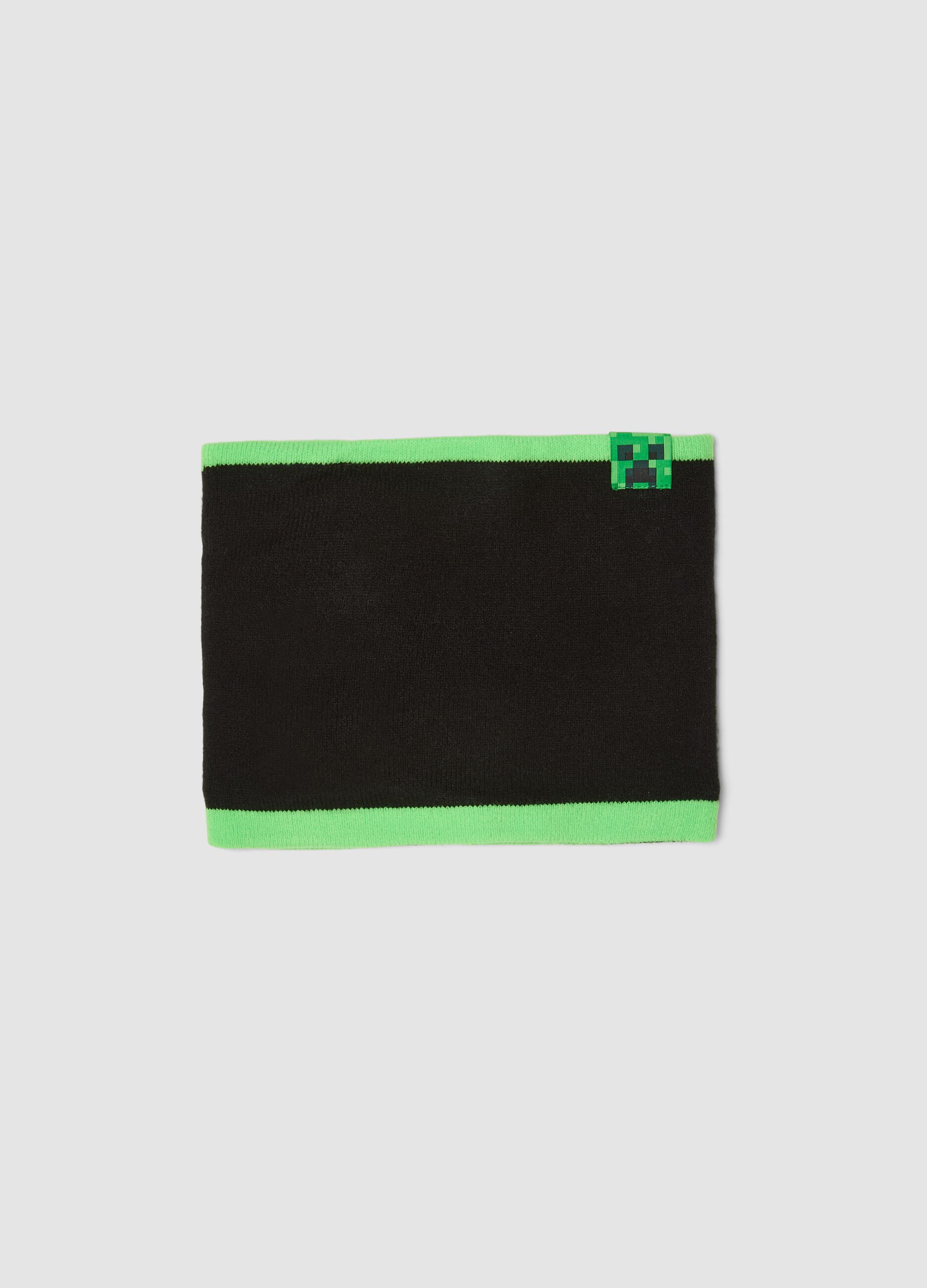Sciarpa nera e verde in maglia a tema Minecraft