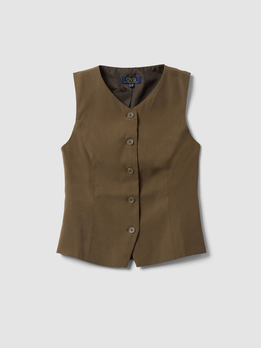 Green slim-fit viscose-blend waistcoat_4