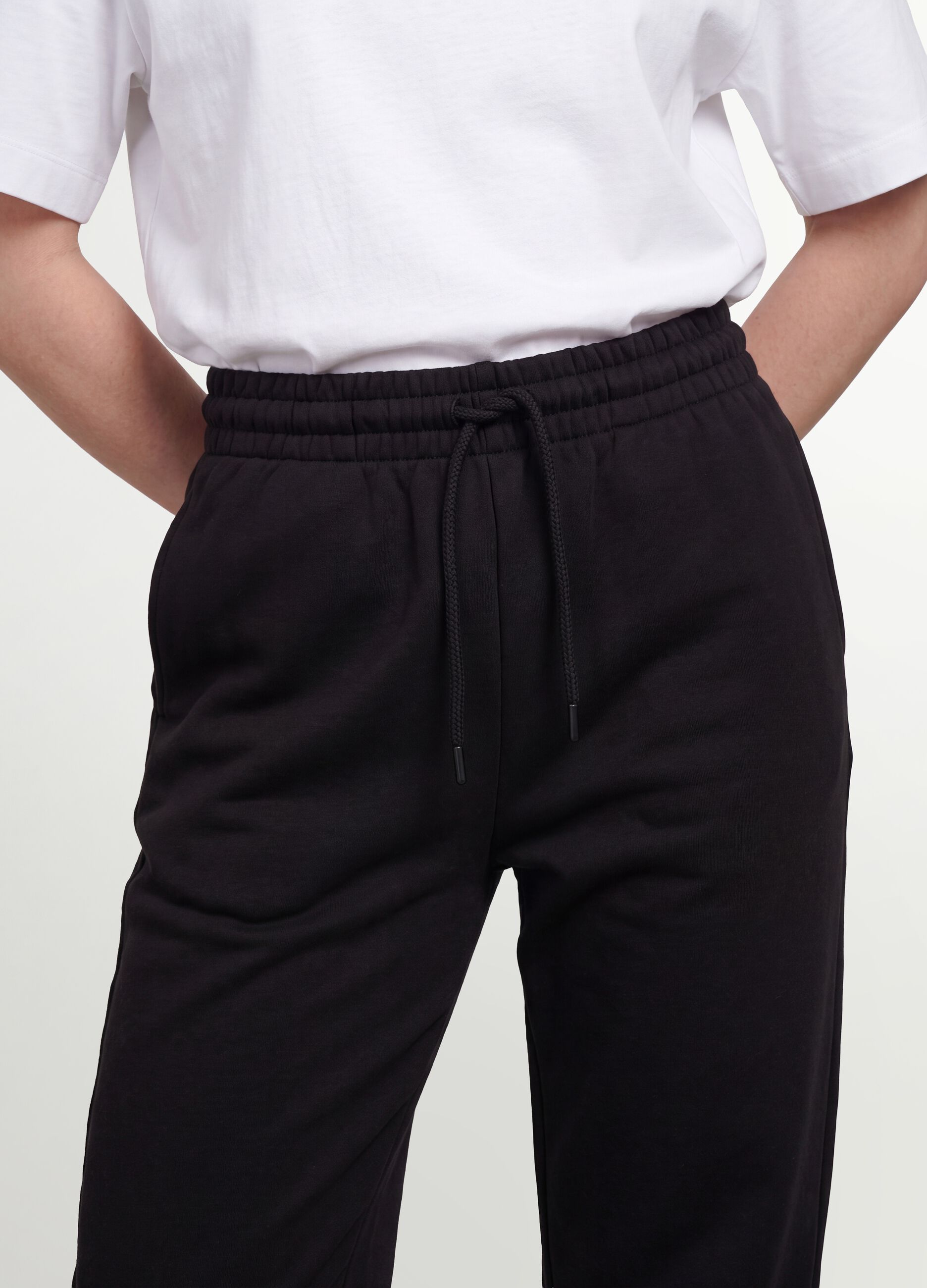 Black cotton-blend joggers with elasticated waist, regular fit