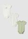 3-pack green and white organic cotton crew-neck bodysuits_0