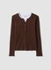 Brown crew-neck T-shirt in pure cotton, regular fit_0