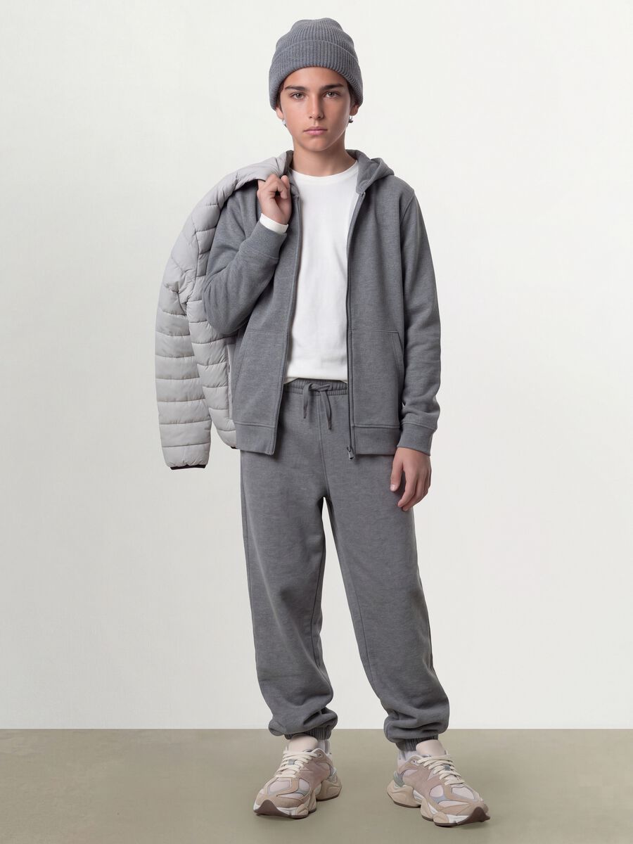 Grey marl joggers in organic cotton and viscose blend_0