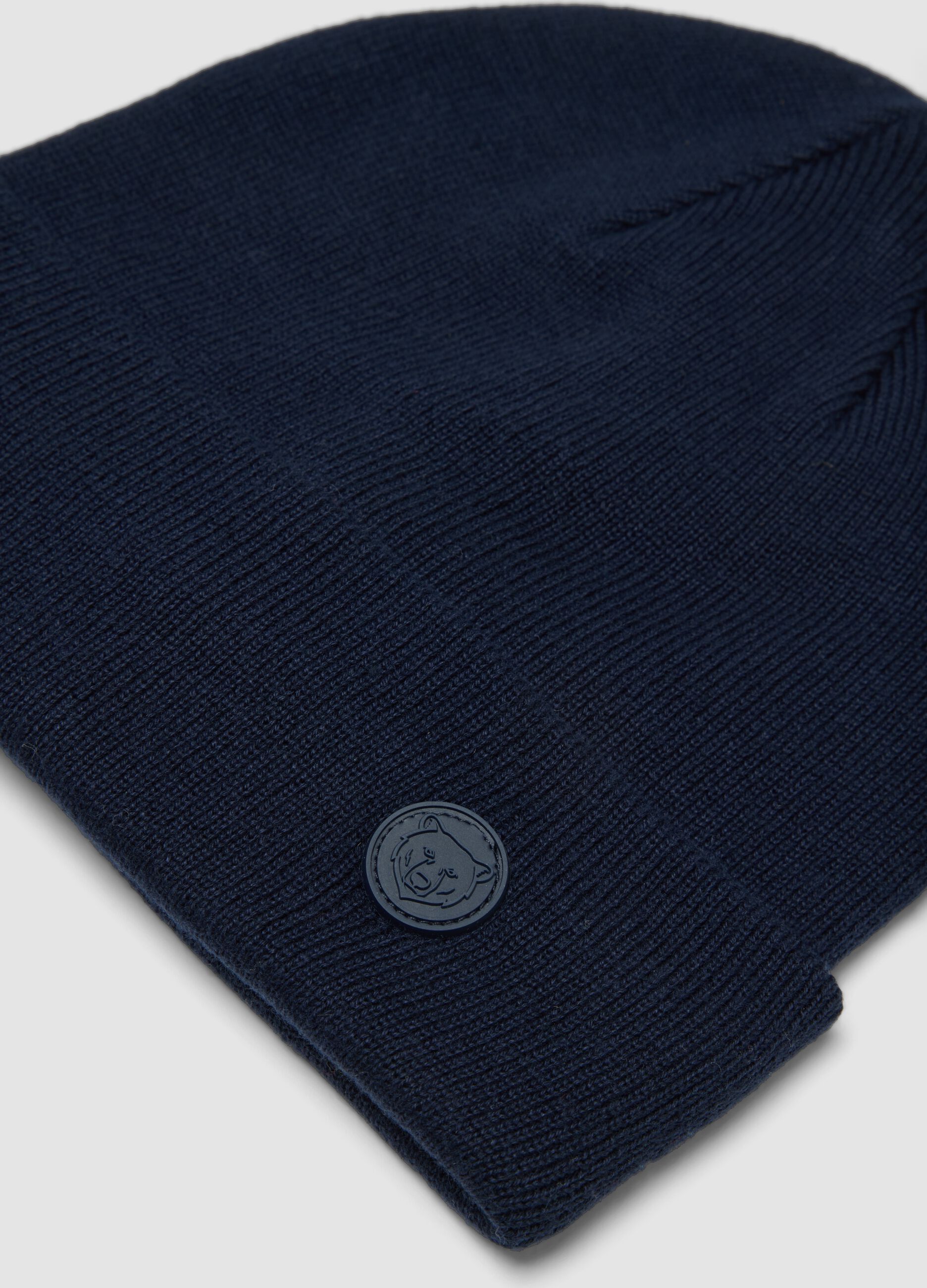 Blue cotton-blend jersey knit hat