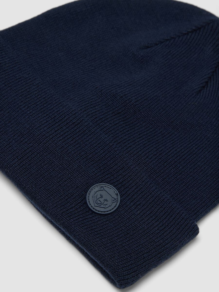 Blue cotton-blend jersey knit hat_1
