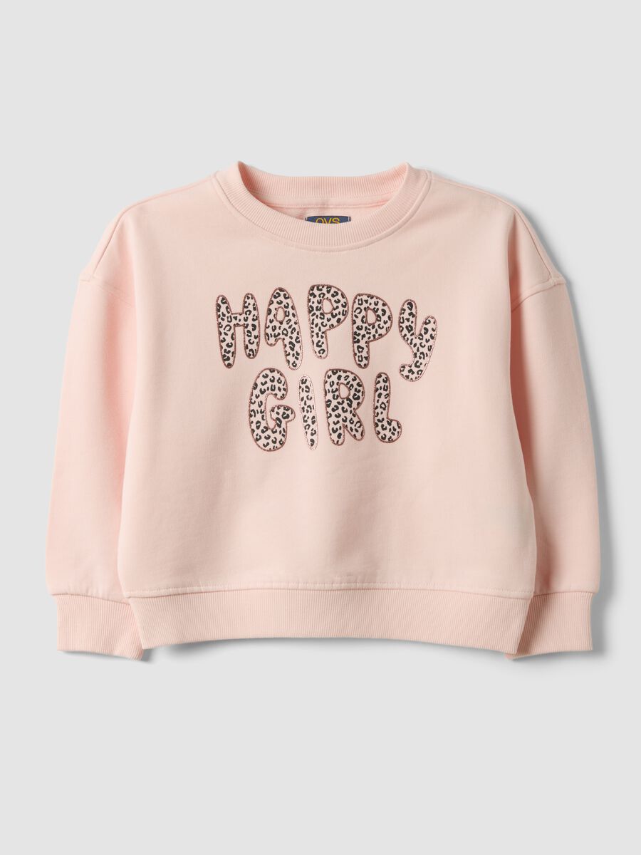 Pink pure cotton crew-neck sweatshirt_0