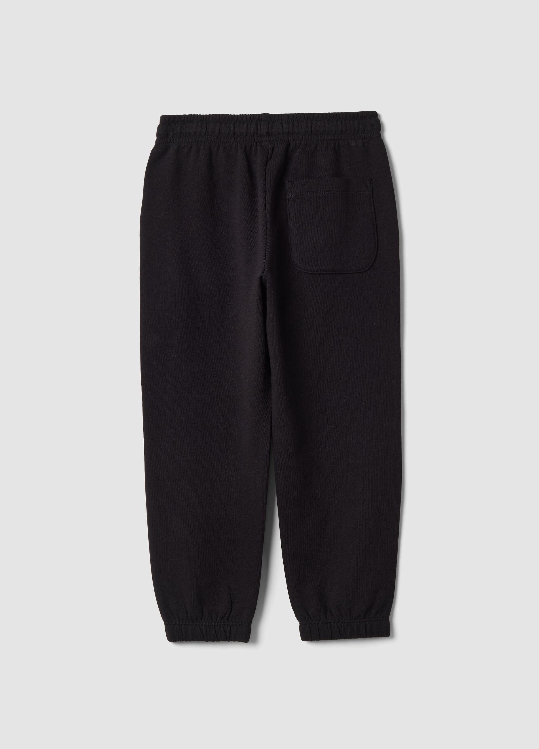 Black pure cotton jogger trousers with check print