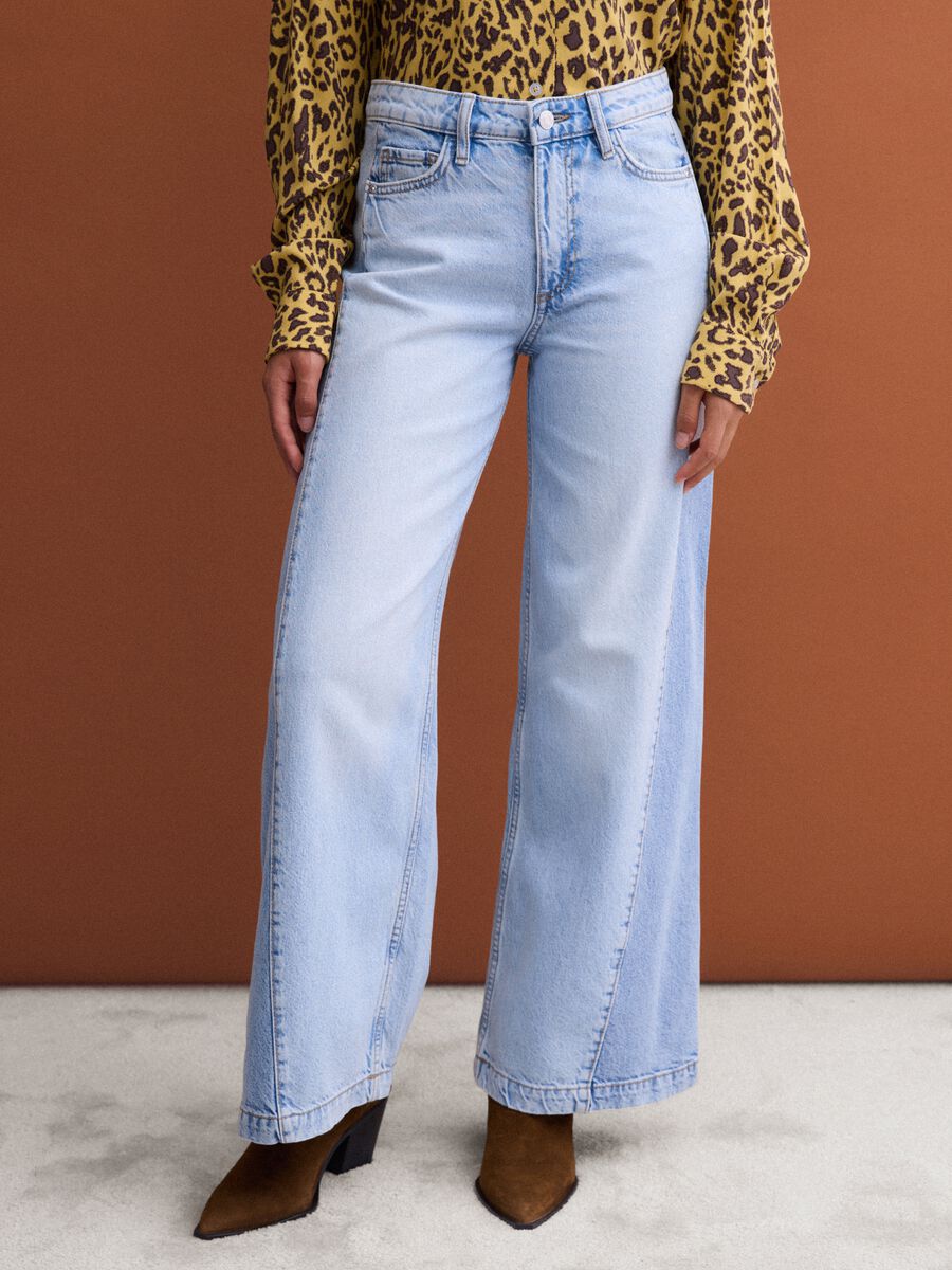 Light blue wide-leg jeans in pure cotton_1