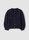 Blue cable-knit cardigan with buttons, regular fit_0