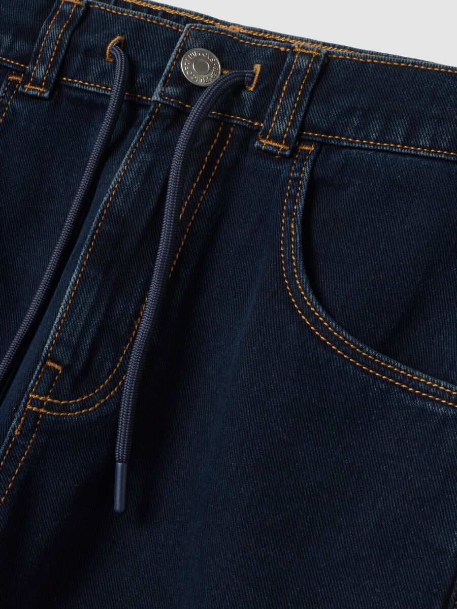 Blue pure cotton cargo jeans_2