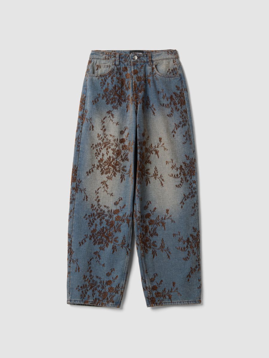 Blue wide-leg jeans in a cotton, viscose and lyocell blend_0