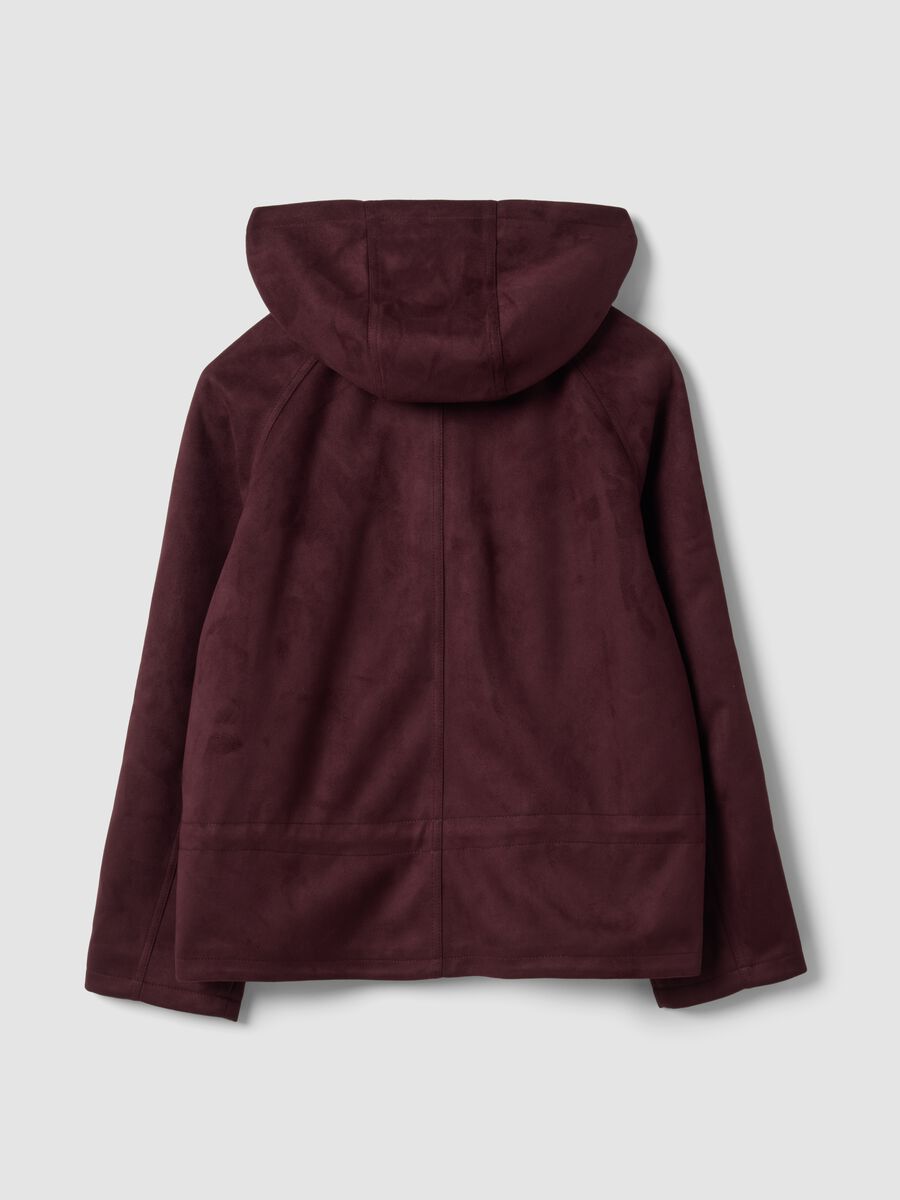Parka viola con cappuccio e chiusura zip e bottoni_6