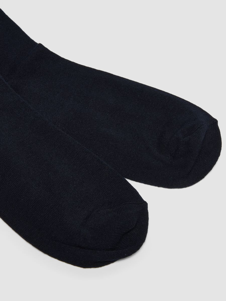 Multipack of five long navy blue socks in stretch organic cotton_2