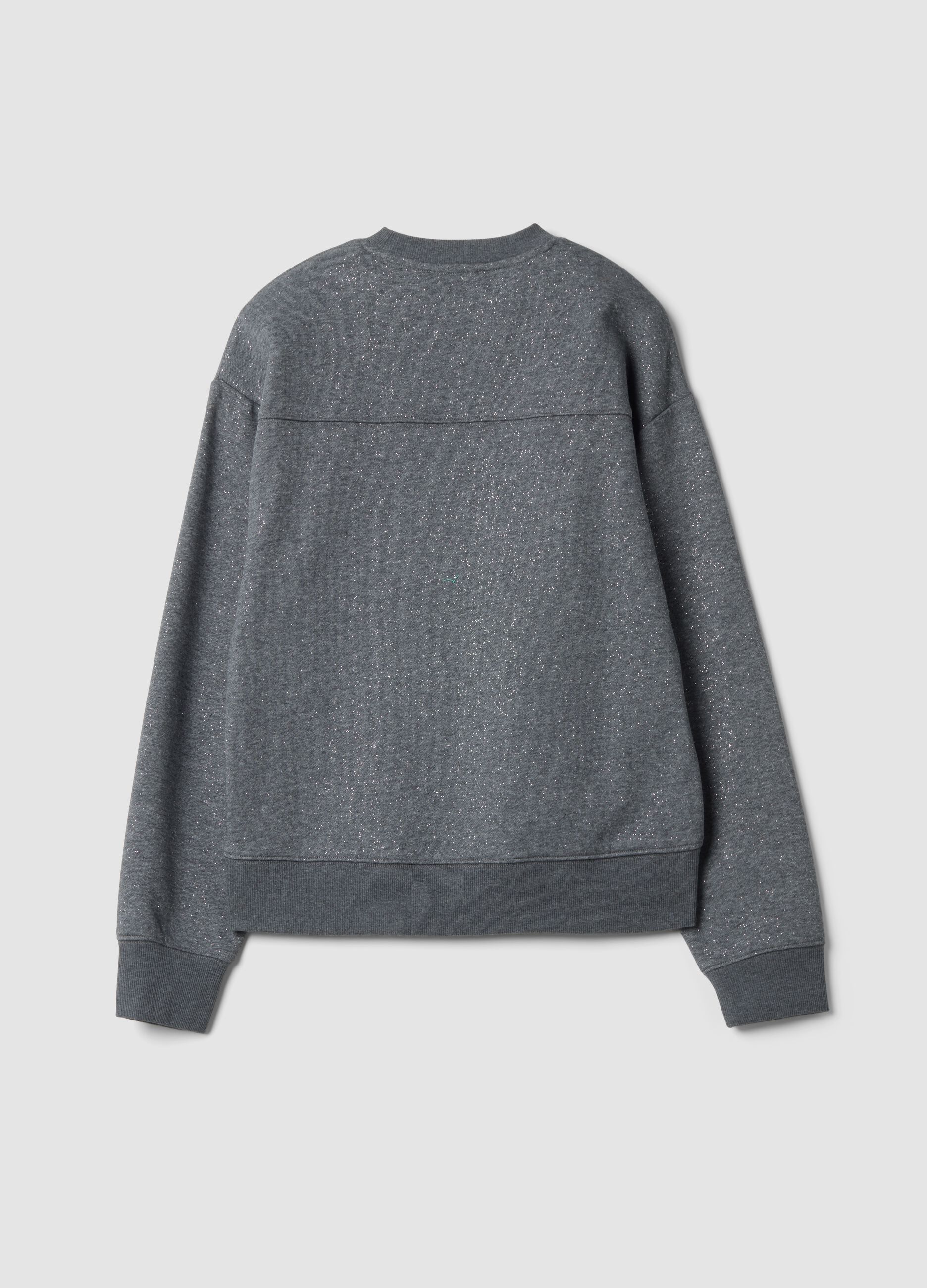Grey cotton-blend crew-neck sweatshirt with all-over lurex print