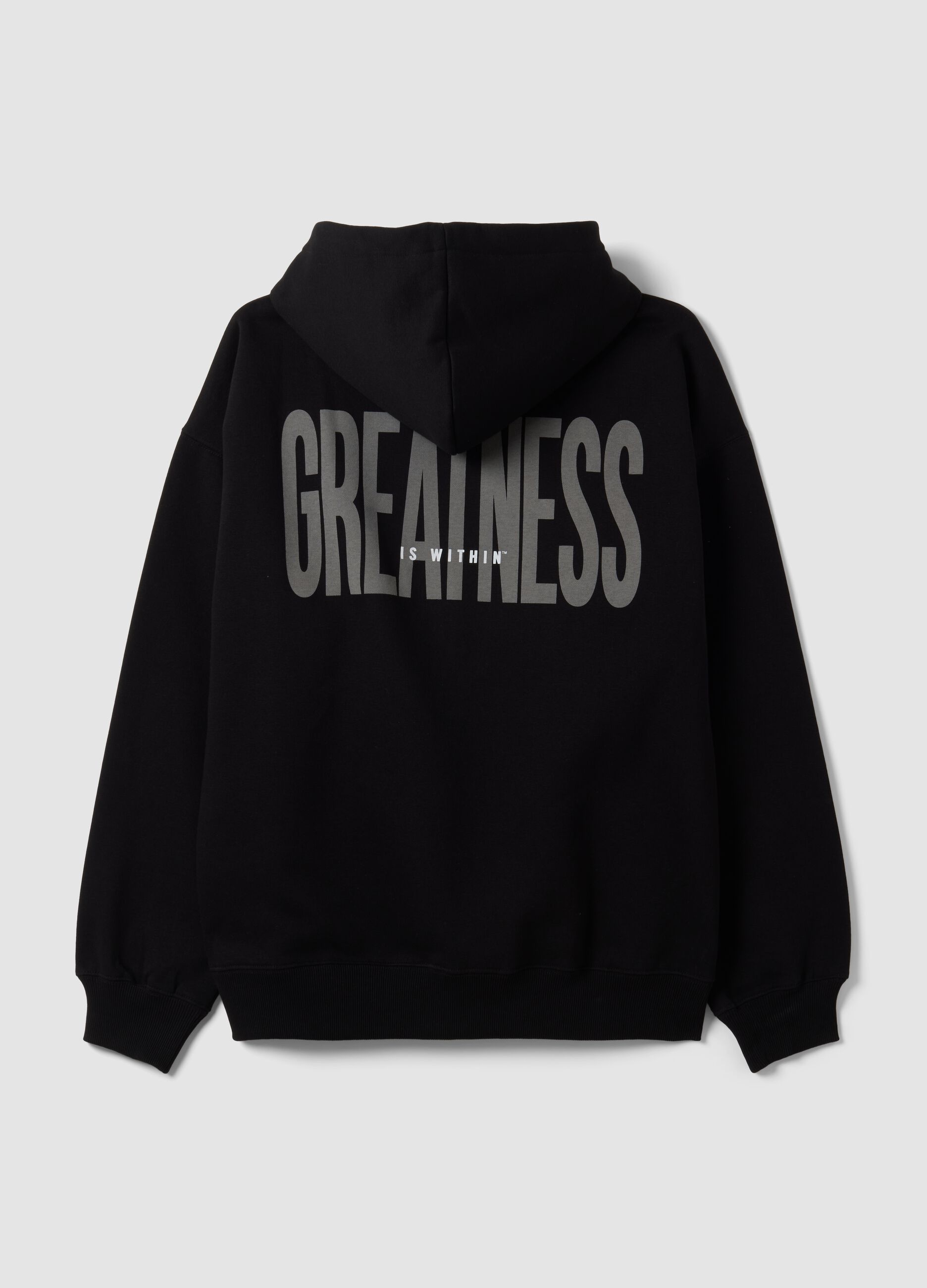 Black cotton-blend hoodie with logo