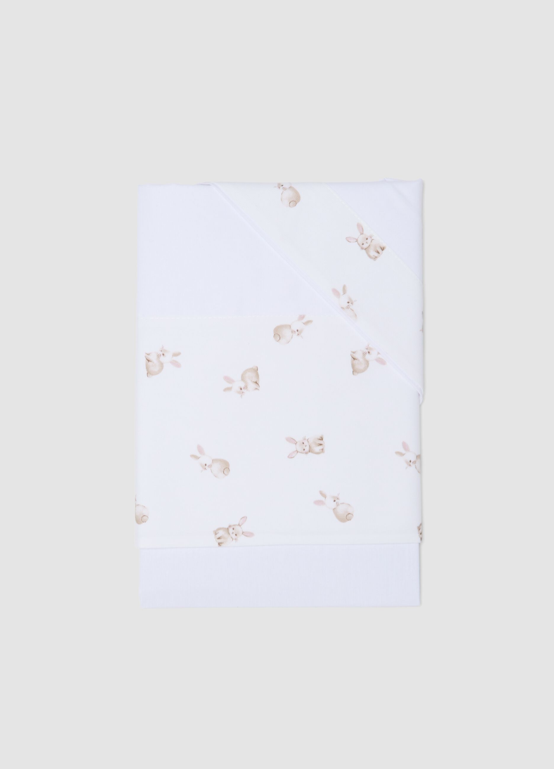 White pure cotton sheet set with bunny print