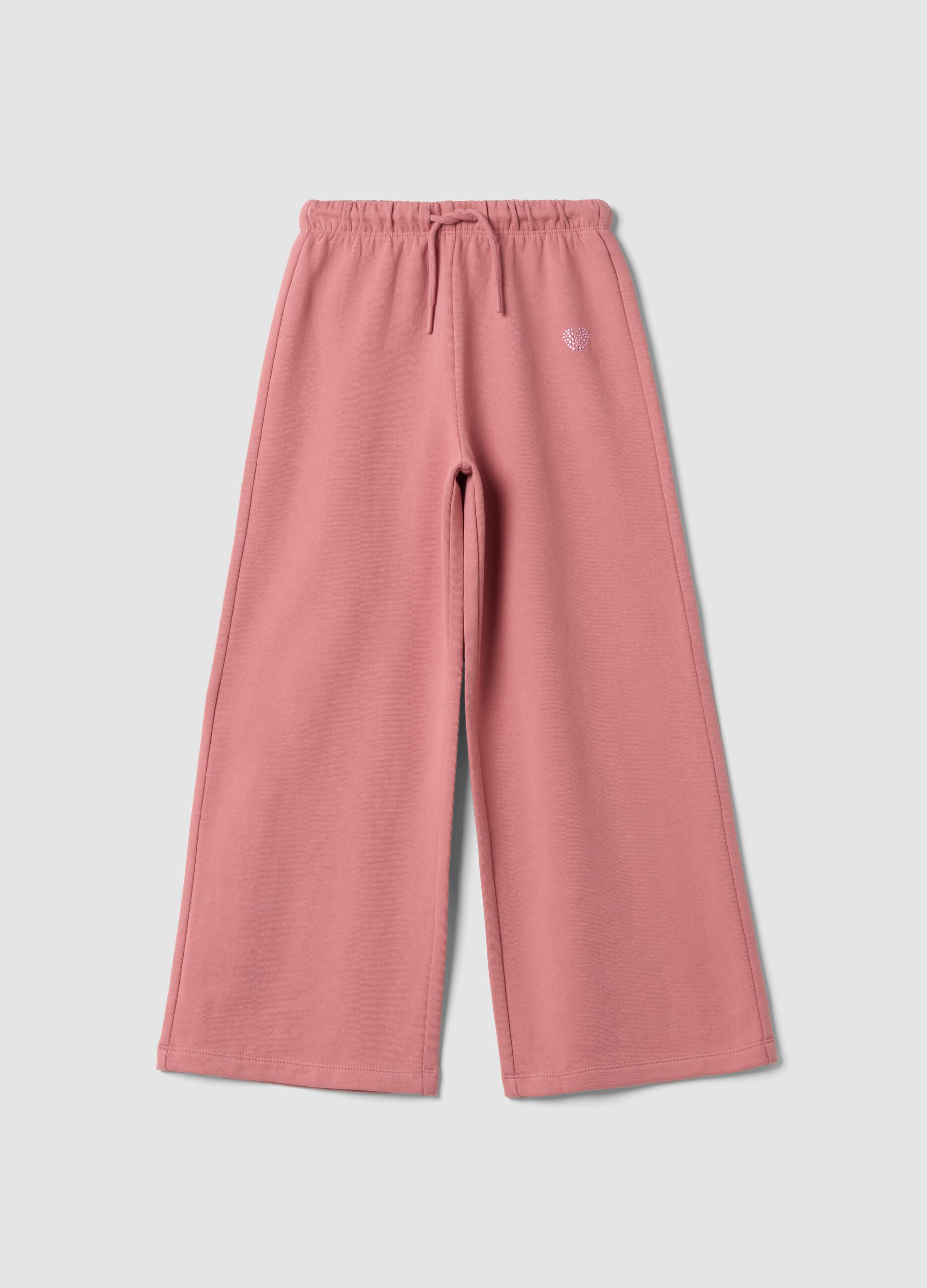 Pantaloni rosa polveroso in puro cotone regular fit